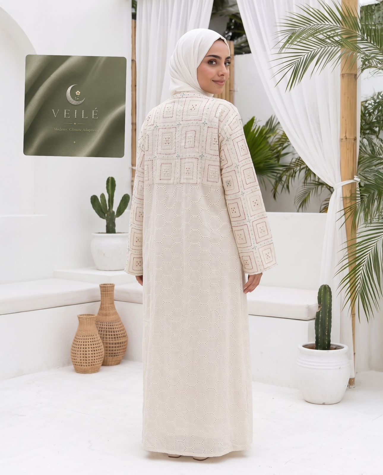 Ivory Mosaic Abaya