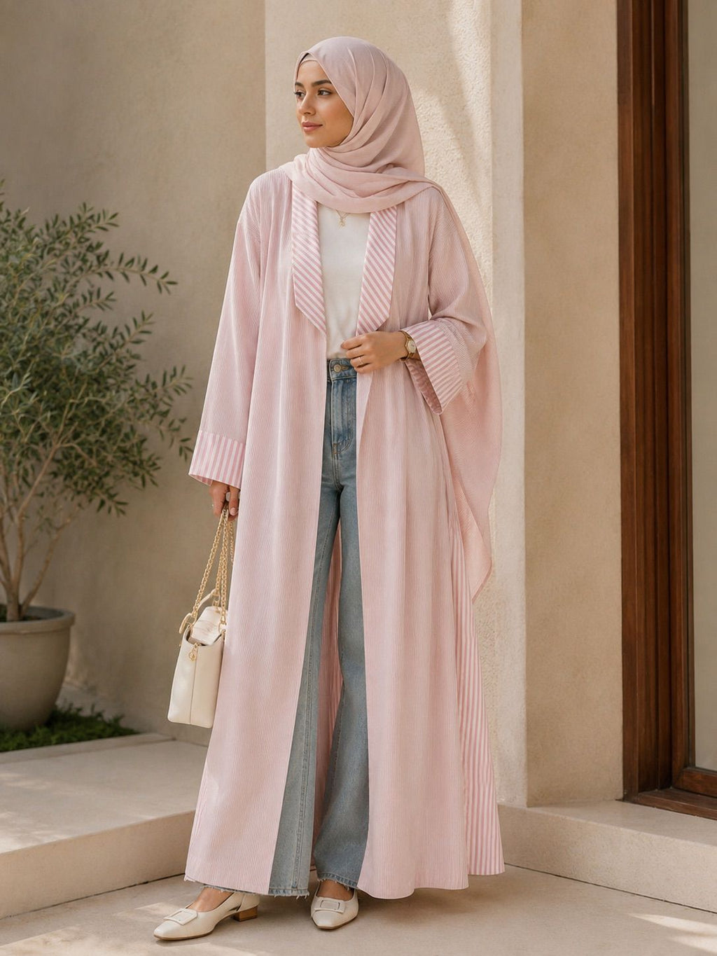 Rose stripe abaya