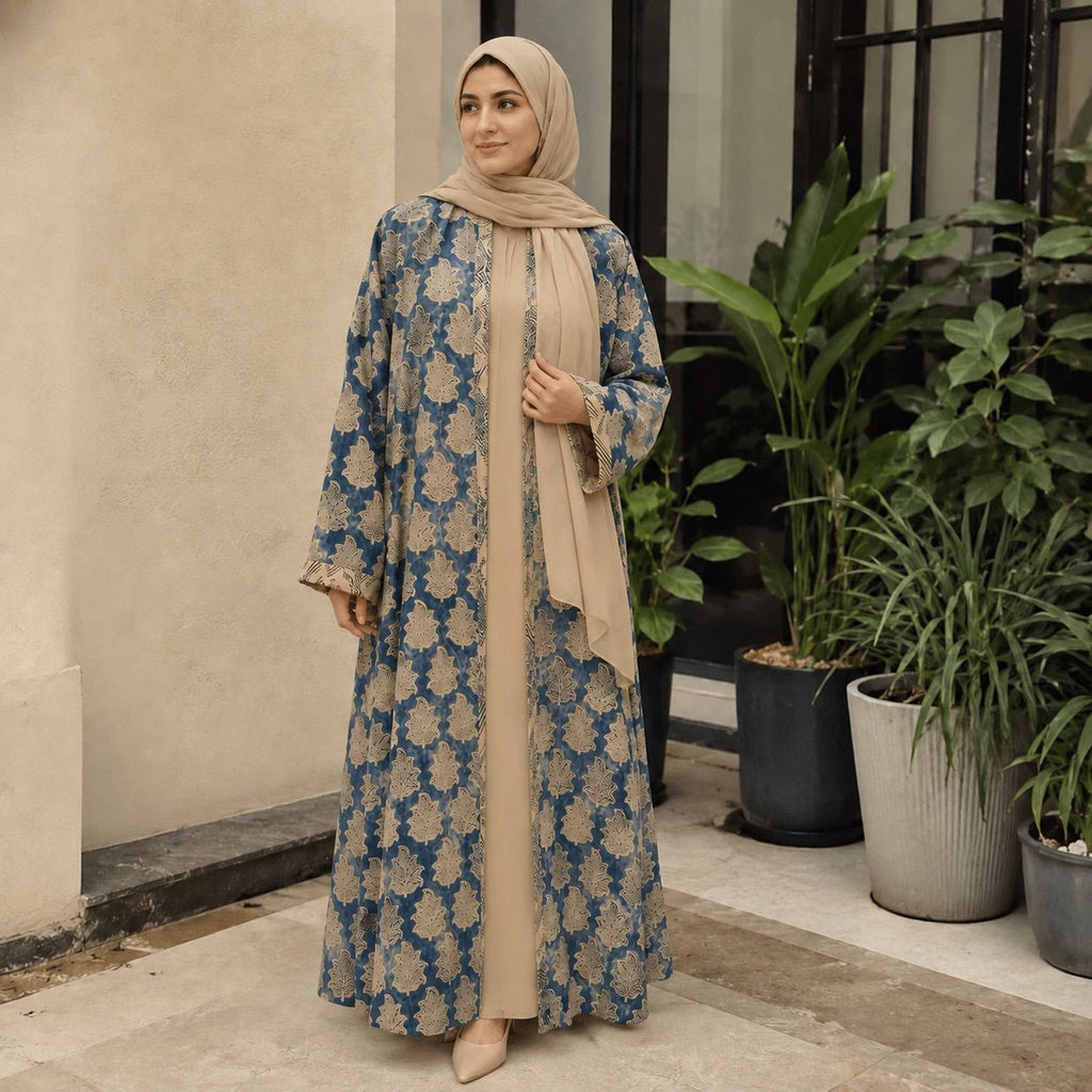 Indigo bloom abaya