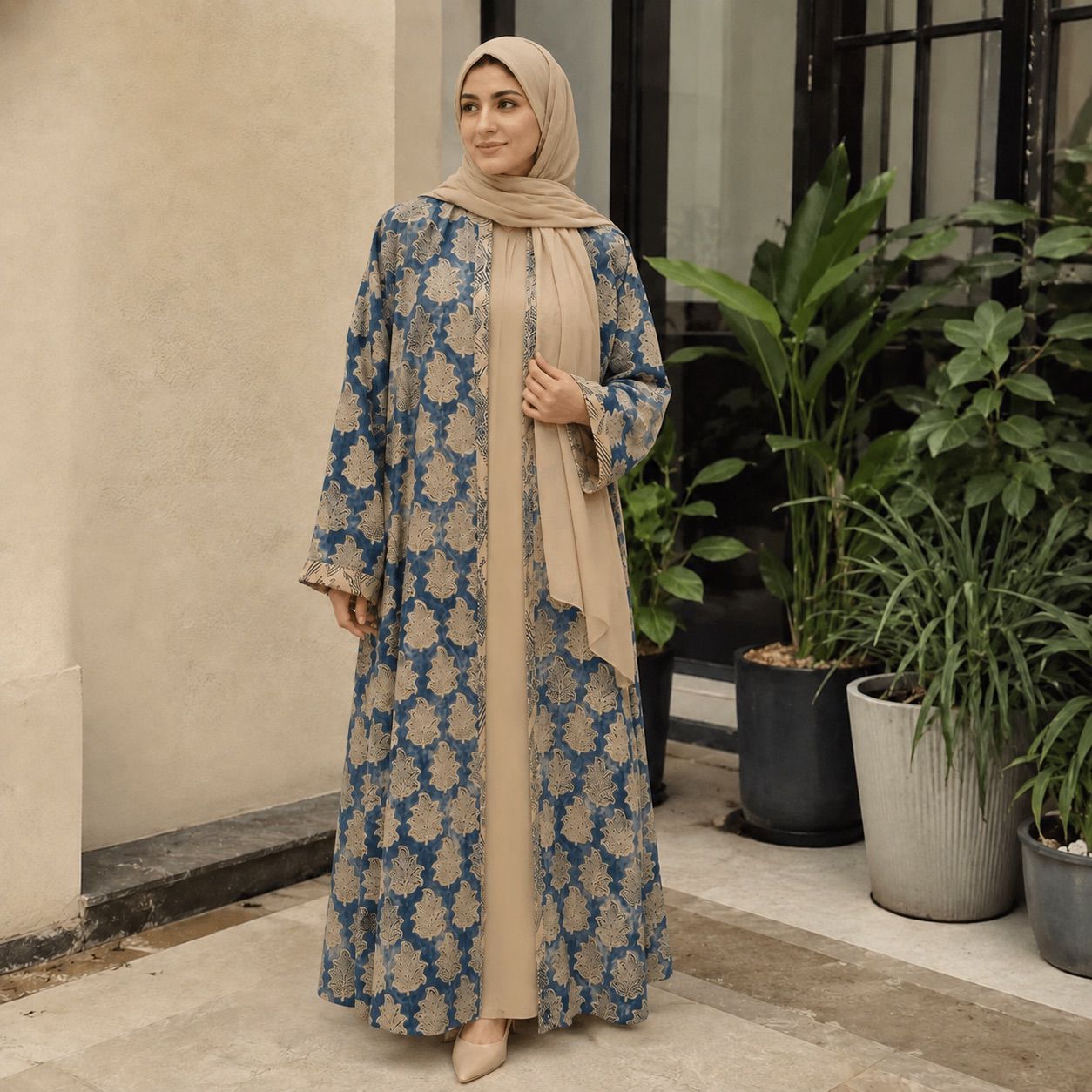 Indigo bloom abaya